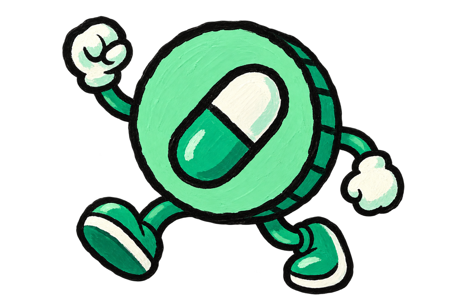 Hand-painted running $poin coin mascot